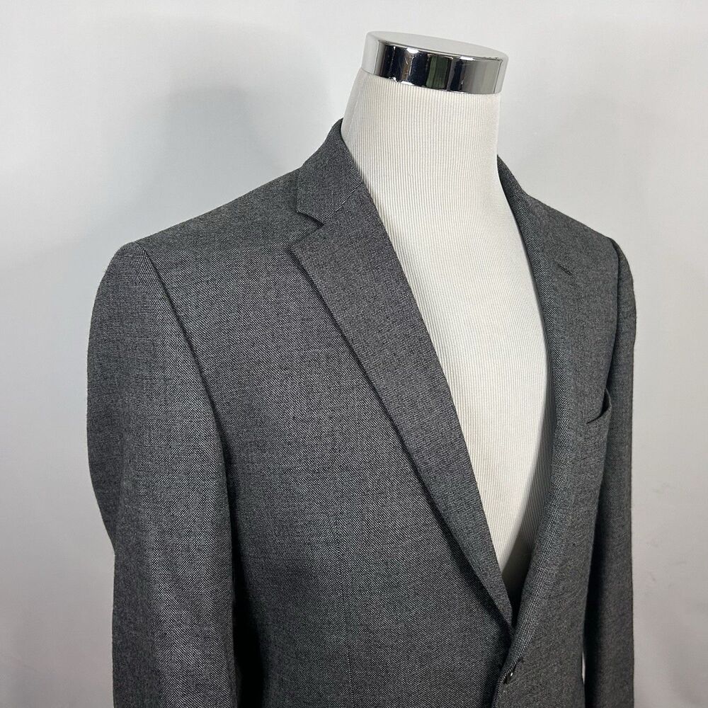 John Varvatos USA 40R Sport Coat 100% Wool Gray Knit Two Button Doulbe Vented